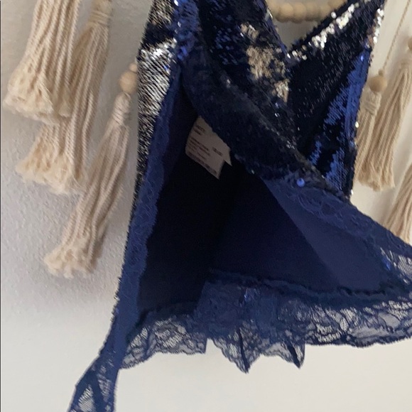 free people blue & silver sequin tank top camisole
lace blouse party going out - Picture 11 of 16